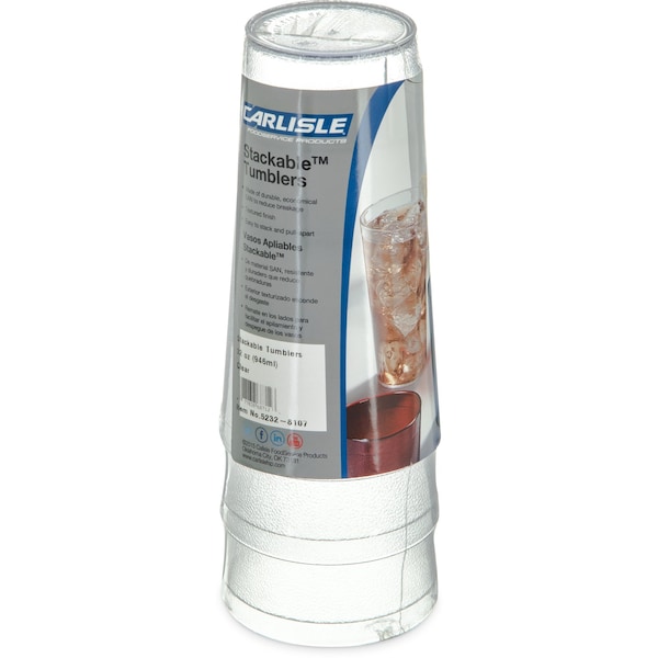 SAN Tumbler, 32 oz., 3/Pack, Clear, PK8