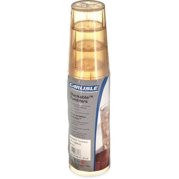 SAN Tumbler, 12 oz., 6/Pack, Amber, PK12