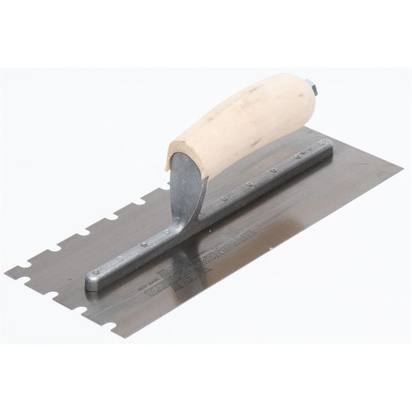 Notched Trowel, SS, 5/16" x 5/16" x 3/4"