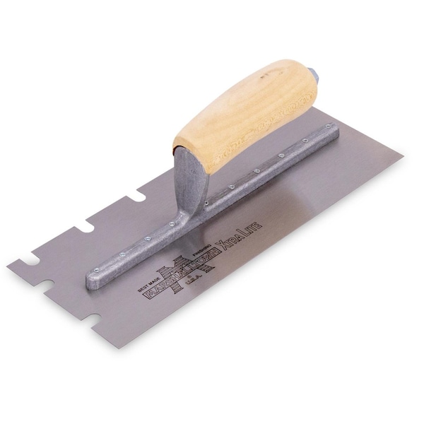 Notched Trowel, SS, 3/8" x 1/2" x 1-1/2"