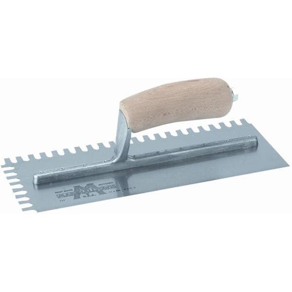 Notched Trowel, U-Handle, 3/4"x 9/16"x3/8"
