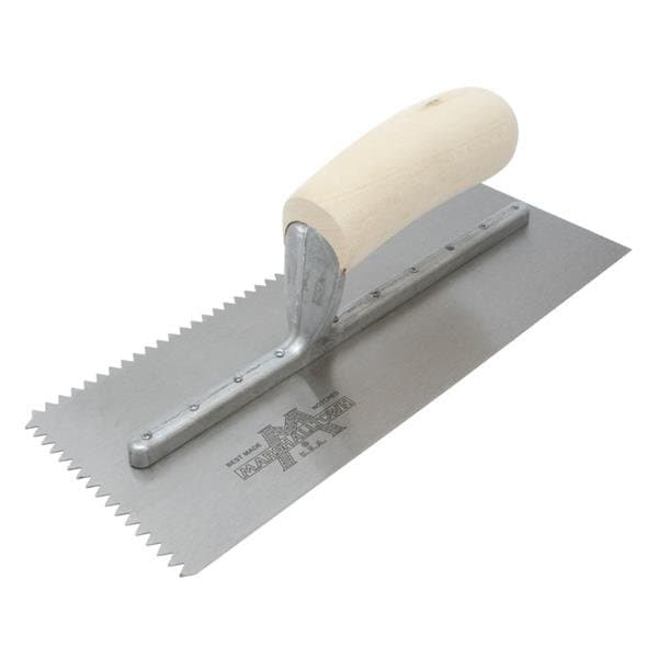 Notched Trowel, V-Wood Hndl, 1/2"x15/32"