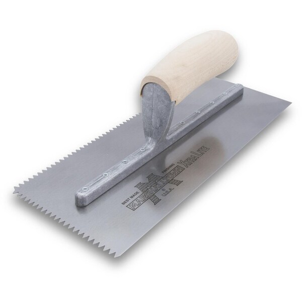 Notched Trowel, V-Wood Hndl, 3/16" x5/32"