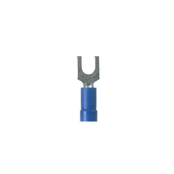 Fork Terminal, #10 Stud Size, 14 AWG, Vinyl Insulated, Blue, 50 PK