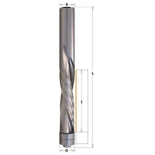 Upcut Spiral Bit W/Bearing, 1/4"