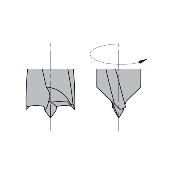 Dowel Drill, Left, 1/2" dia., 43mm Cut L