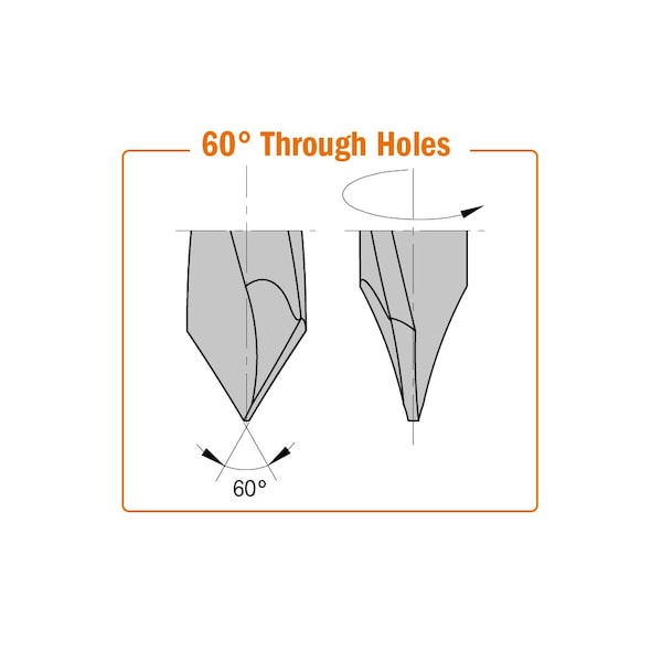 Dwl Drill For Thrgh Hole, 70mm L, Rght