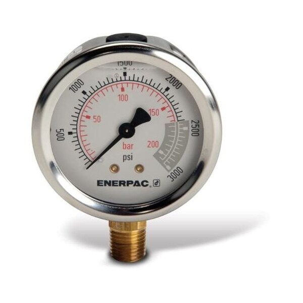 Liquid Filled Pressure Gauge, 2.5 in Dial, SAE#4 Lower Location