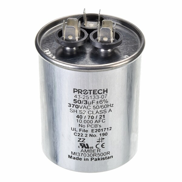 Dual Capac 50/3 Mfd 370V Round