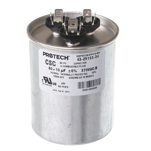 Round Run Cap. 80/10Mfd, 370V