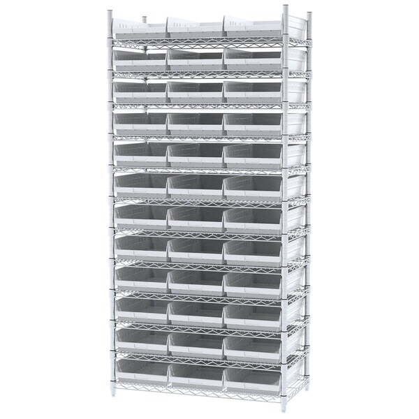 Wire Shelving Kit, 18X36X74, 36 Bins