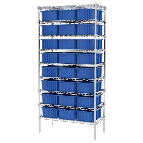 Wire Shelving, 18X36X74, 24 Grid Boxes