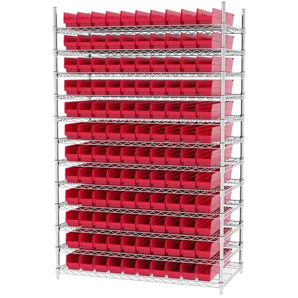 Wire Shelving Kit, 24X48X74,120 Bins