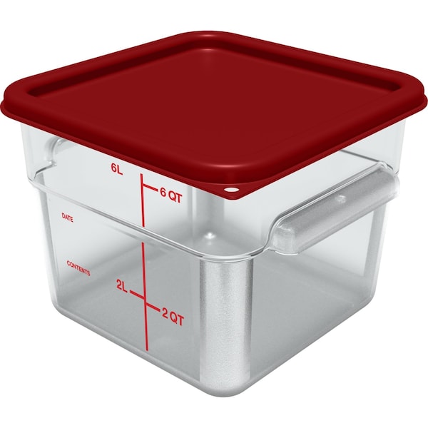 Food Containers w/Lids, 6 qt, Clear, PK2