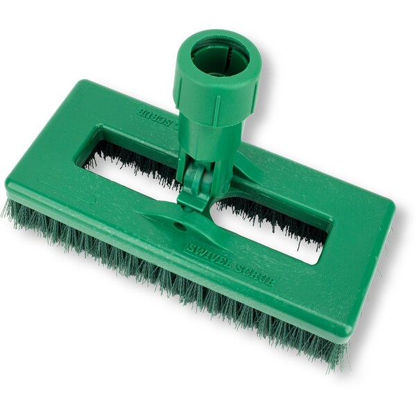 3.5 in W Swivel Scrub Brush, Green, Polypropylene