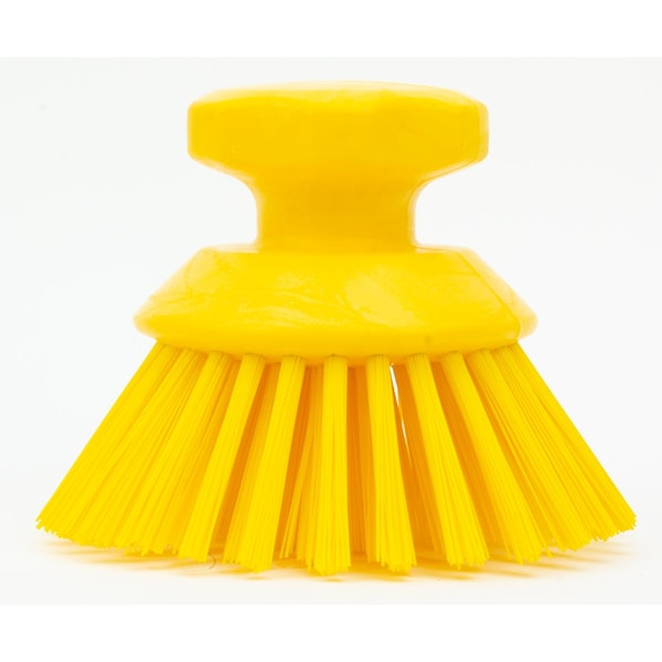5 in W Round Scrub Brush, Yellow, Polypropylene