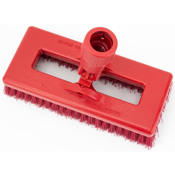 3.5 in W Swivel Scrub Brush, Red, Polypropylene