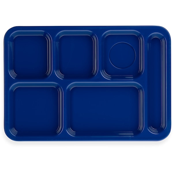 Right-Hand 6-Comp Tray, 14"x10", Blu, PK24
