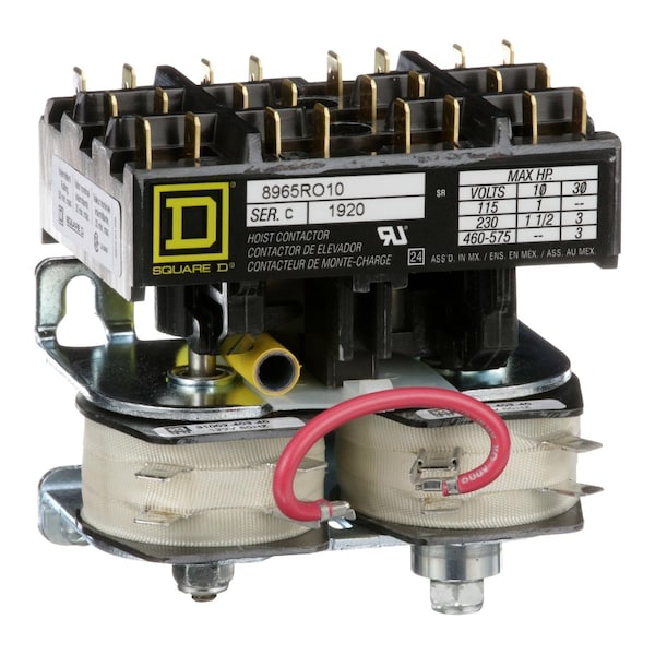 Contactor, 8965RO, hoist, reversing, 3HP at 480VAC, 3 phase, 120VAC coil, quick connect terminals. open style, bulk pack