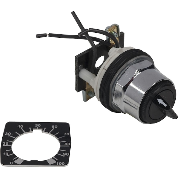 Head + mounting base for potentiometer, Harmony 9001K, metal, black, 30mm, for use with 6.35mm shaft
