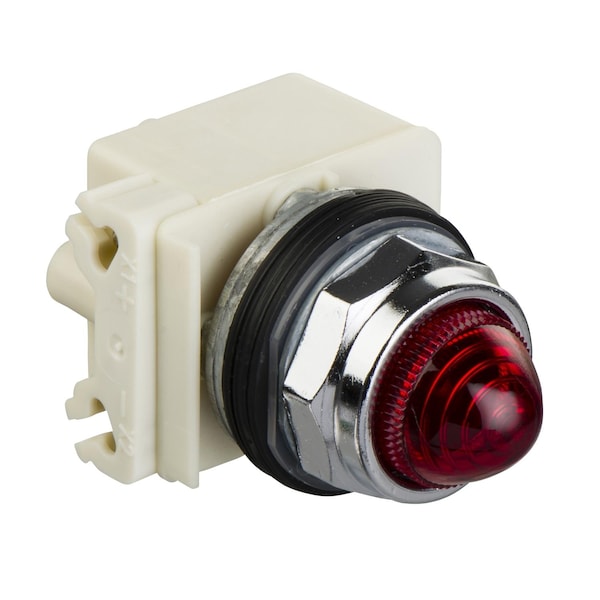 Pilot light, Harmony 9001K, metal, glass, domed, red, 30mm, LED red, 120V