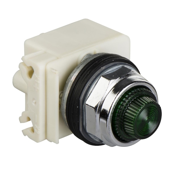 Pilot light, Harmony 9001K, metal, polycarbonate, domed, green, 30mm, LED green, 220-240V