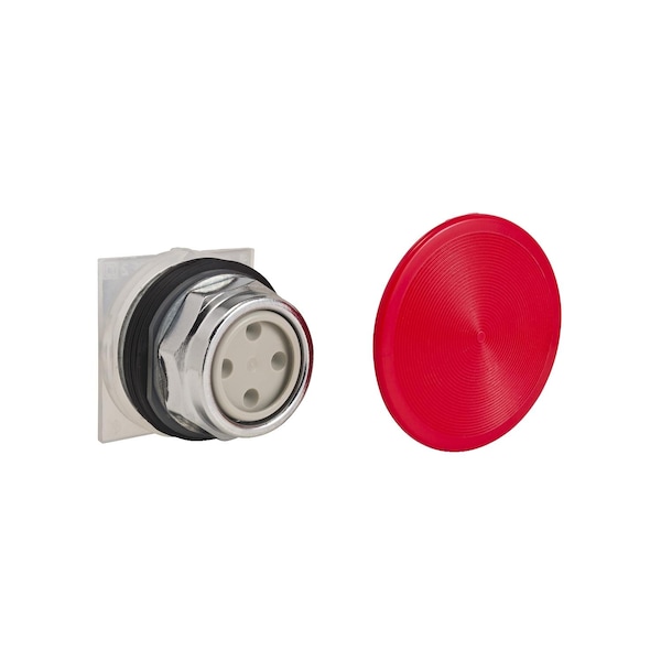 Push-button, Harmony 9001K, metal, snap-in plastic mushroom 57mm, red, 30mm, spring return, 1 NO