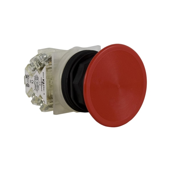 Push-button, Harmony 9001SK, plastic, snap-in plastic mushroom 35mm, red, 30mm, spring return, 1 NO