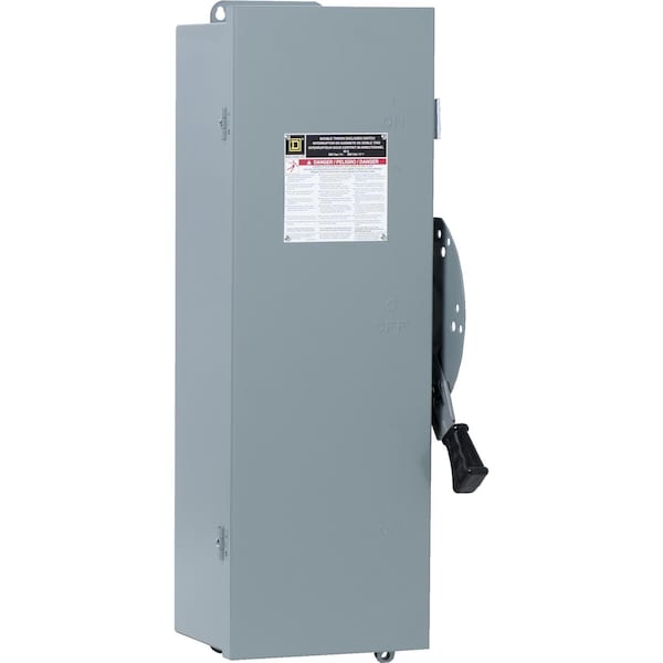 Safety switch, double throw, non fusible, 60A, 600V, 3 pole, 60HP, NEMA 12, no knock outs