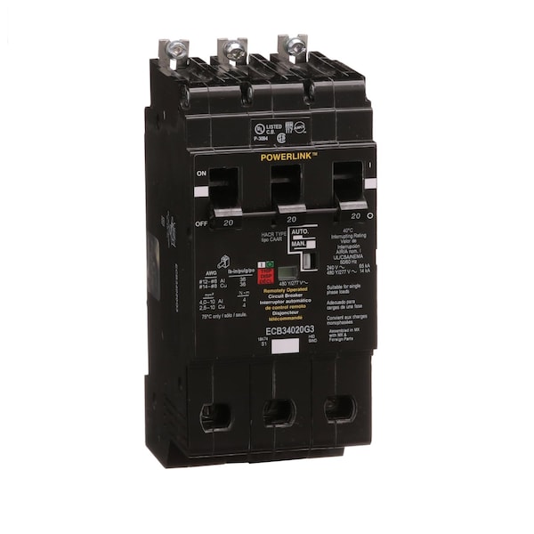 Molded Case Circuit Breaker, POWERLINK Series, 20A, 3 Pole, 277/480V AC, 42kA at 240V AC