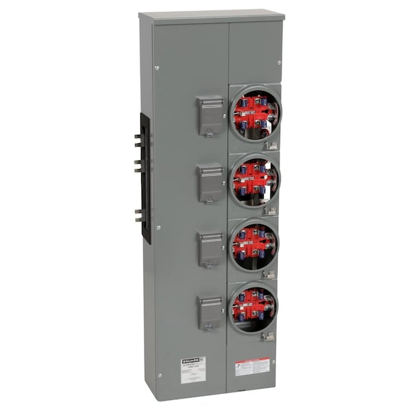 Branch unit, EZ Meter-Pak, 225A, 4 x 5 jaw sockets, 120/240VAC, no bypass, ringless, 800A Al busbar