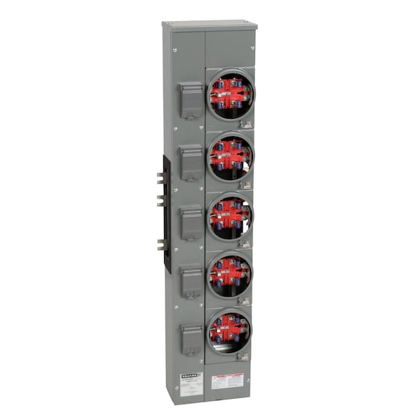 Branch unit, EZ Meter-Pak, 125A, 5 x 5 jaw sockets, 120/240VAC, no bypass, ringless, 800A Al busbar