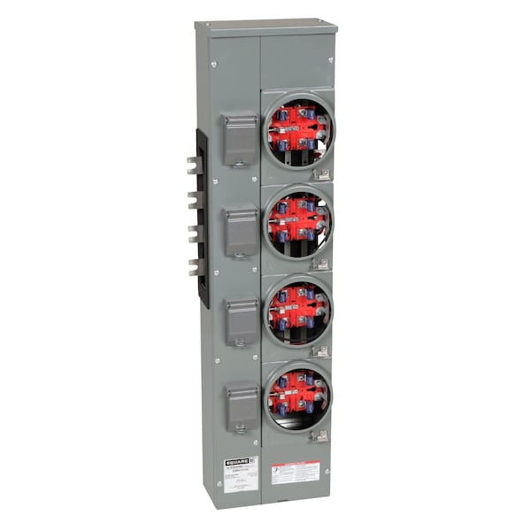 Branch unit, EZ Meter-Pak, 125A, 4 x 5 jaw sockets, 208Y/120VAC, no bypass, ringless, 800A Al busbar