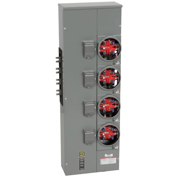 Branch unit, EZ Meter-Pak, 225A, 4 x 5 jaw sockets, 208Y/120VAC, no bypass, ringless, 800A Al busbar