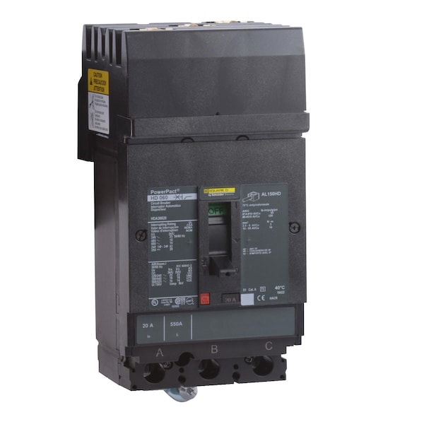 Molded Case Circuit Breaker, POWERPACT H Series, 60A, 3 Pole, 600V AC, 25kA at 240V AC
