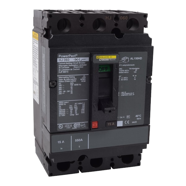 Molded Case Circuit Breaker, POWERPACT H Series, 80A, 3 Pole, 600V AC, 100kA at 240V AC