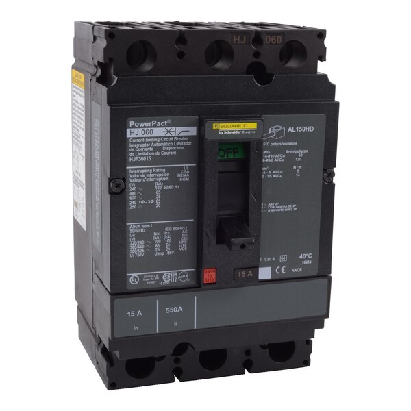 Molded Case Circuit Breaker, POWERPACT H Series, 125A, 3 Pole, 600V AC, 100kA at 240V AC