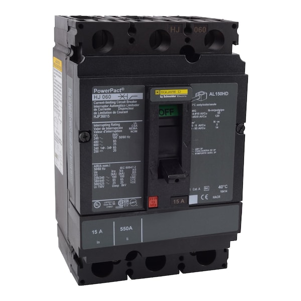 Molded Case Circuit Breaker, POWERPACT H Series, 70A, 3 Pole, 600V AC, 100kA at 240V AC