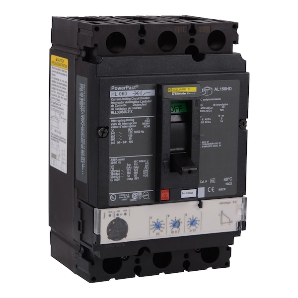 Molded Case Circuit Breaker, POWERPACT H Series, 100A, 3 Pole, 600V AC, 125kA at 240V AC