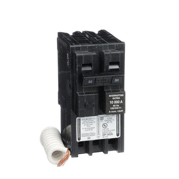 Miniature Circuit Breaker, HOMELINE Series, 30A, 2 Pole, 240V AC, 10kA at 240V AC, B Curve