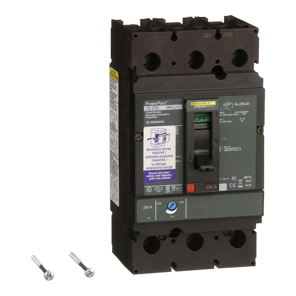 Molded Case Circuit Breaker, POWERPACT J Series, 250A, 3 Pole, 600V AC, 25kA at 240V AC