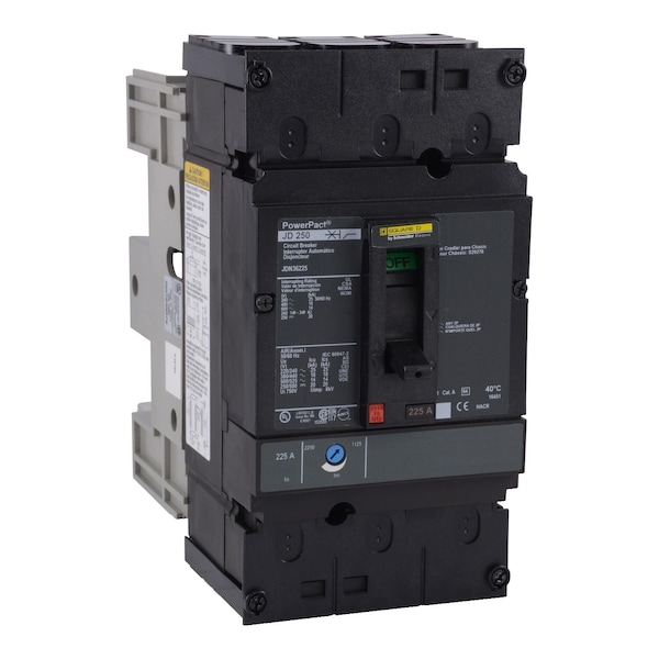 Molded Case Circuit Breaker, POWERPACT J Series, 225A, 3 Pole, 600V AC, 25kA at 240V AC