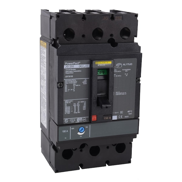 Molded Case Circuit Breaker, POWERPACT J Series, 175A, 3 Pole, 600V AC, 65kA at 240V AC