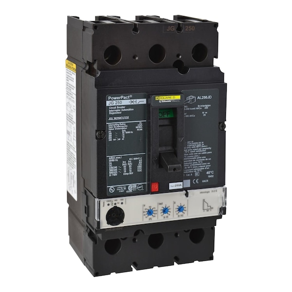 Molded Case Circuit Breaker, POWERPACT J Series, 250A, 3 Pole, 600V AC, 65kA at 240V AC