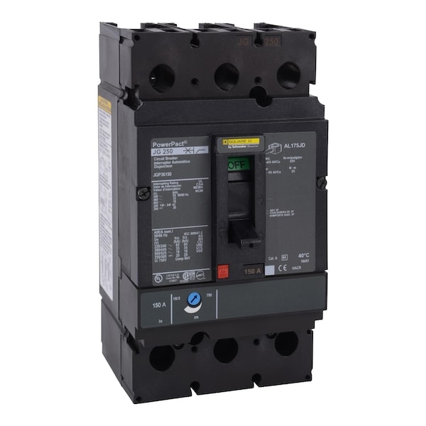 Molded Case Circuit Breaker, POWERPACT J Series, 175A, 3 Pole, 600V AC, 65kA at 240V AC