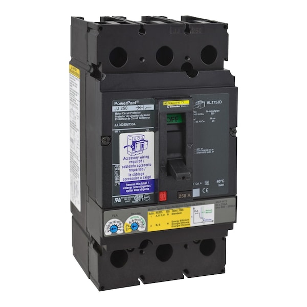 Molded Case Circuit Breaker, POWERPACT J Series, 250A, 3 Pole, 600V AC, 100kA at 240V AC