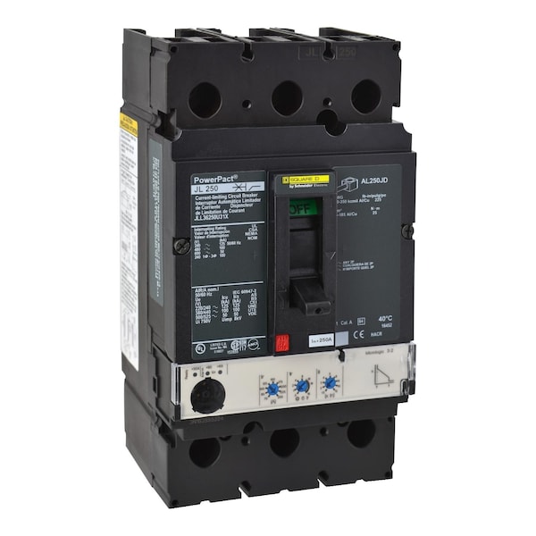 Molded Case Circuit Breaker, POWERPACT J Series, 250A, 3 Pole, 600V AC, 125kA at 240V AC