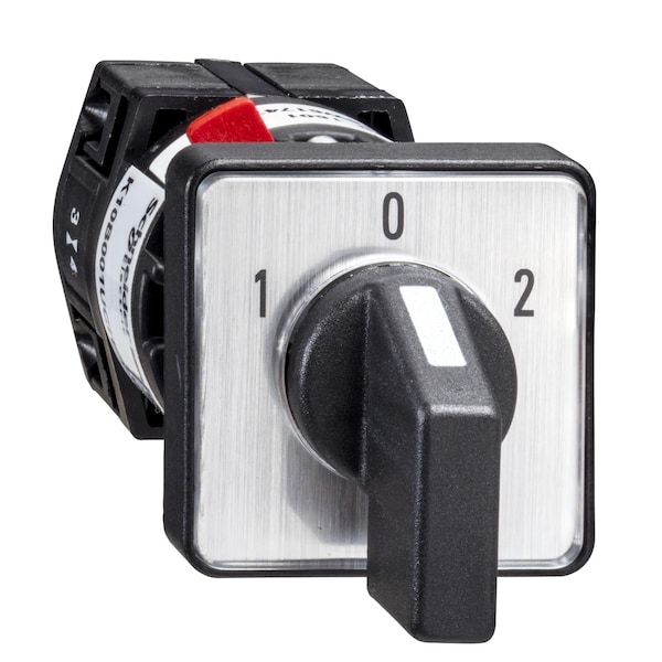 Complete cam switch, Harmony K1, K2, cam changeover switch, 16mm or 22mm , plastic, 3 poles, position 0, 60degrees, 10A, 30x30mm, marked 1 0 2