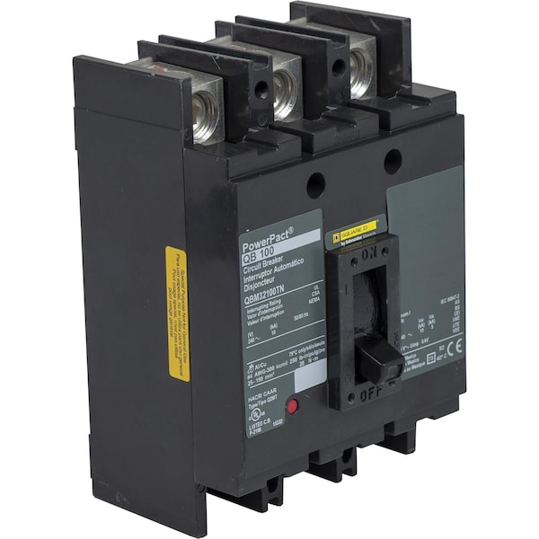 Molded Case Circuit Breaker, POWERPACT Q Series, 100A, 3 Pole, 240V AC, 10kA at 240V AC