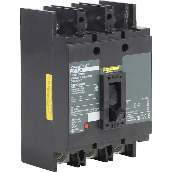 Molded Case Circuit Breaker, POWERPACT Q Series, 175A, 3 Pole, 240V AC, 10kA at 240V AC